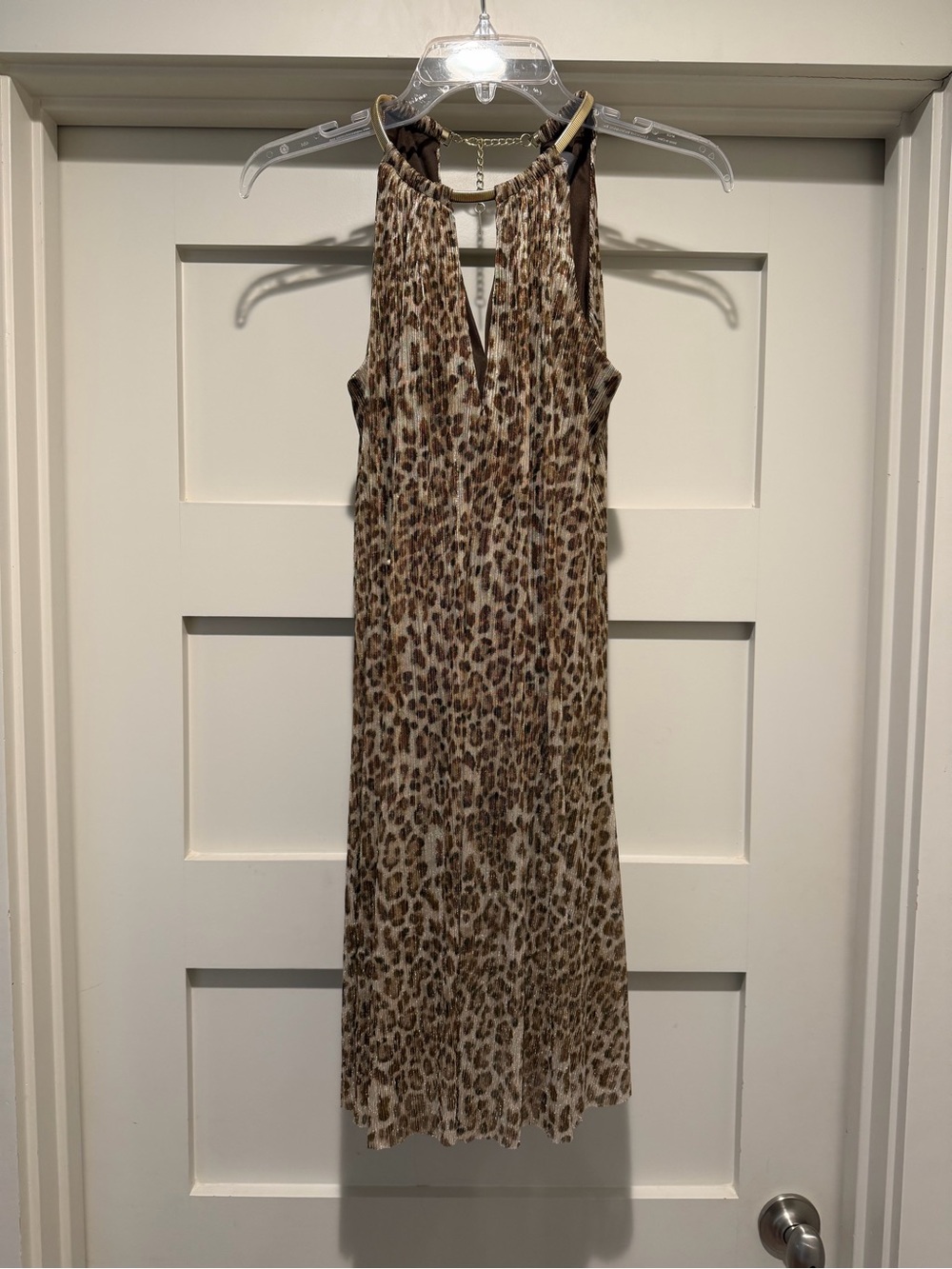 Vince Camuto Leopard Print Halter Midi Dress